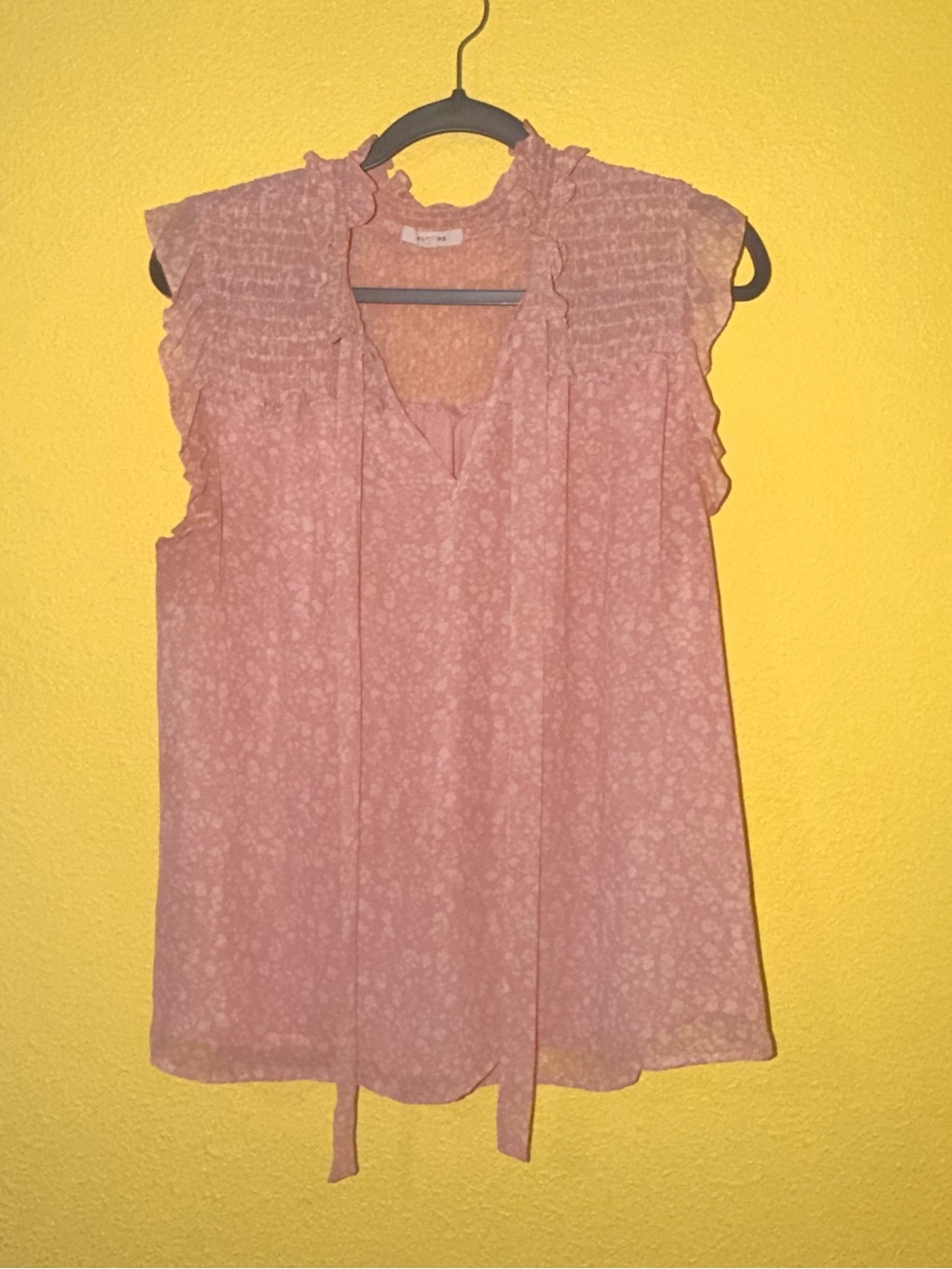 Pleione Dusty Pink Ruffle-Smock Sleeveless Camisole